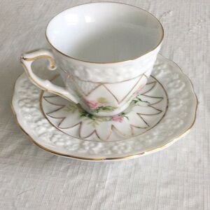 Elegant Floral Demitasse Cup and Saucer Set